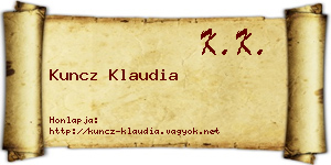 Kuncz Klaudia névjegykártya